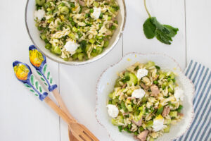 2 bowls of One Pot Creamy Lemon Spring Tuna Pasta