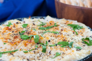 Dish with Crab Meat au Gratin garnished with parsley