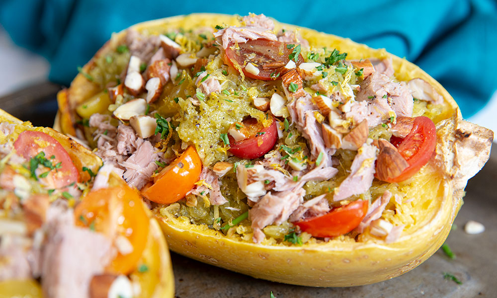 Oceans Spaghetti Squash with Pesto Tuna and Toasted Almonds 2